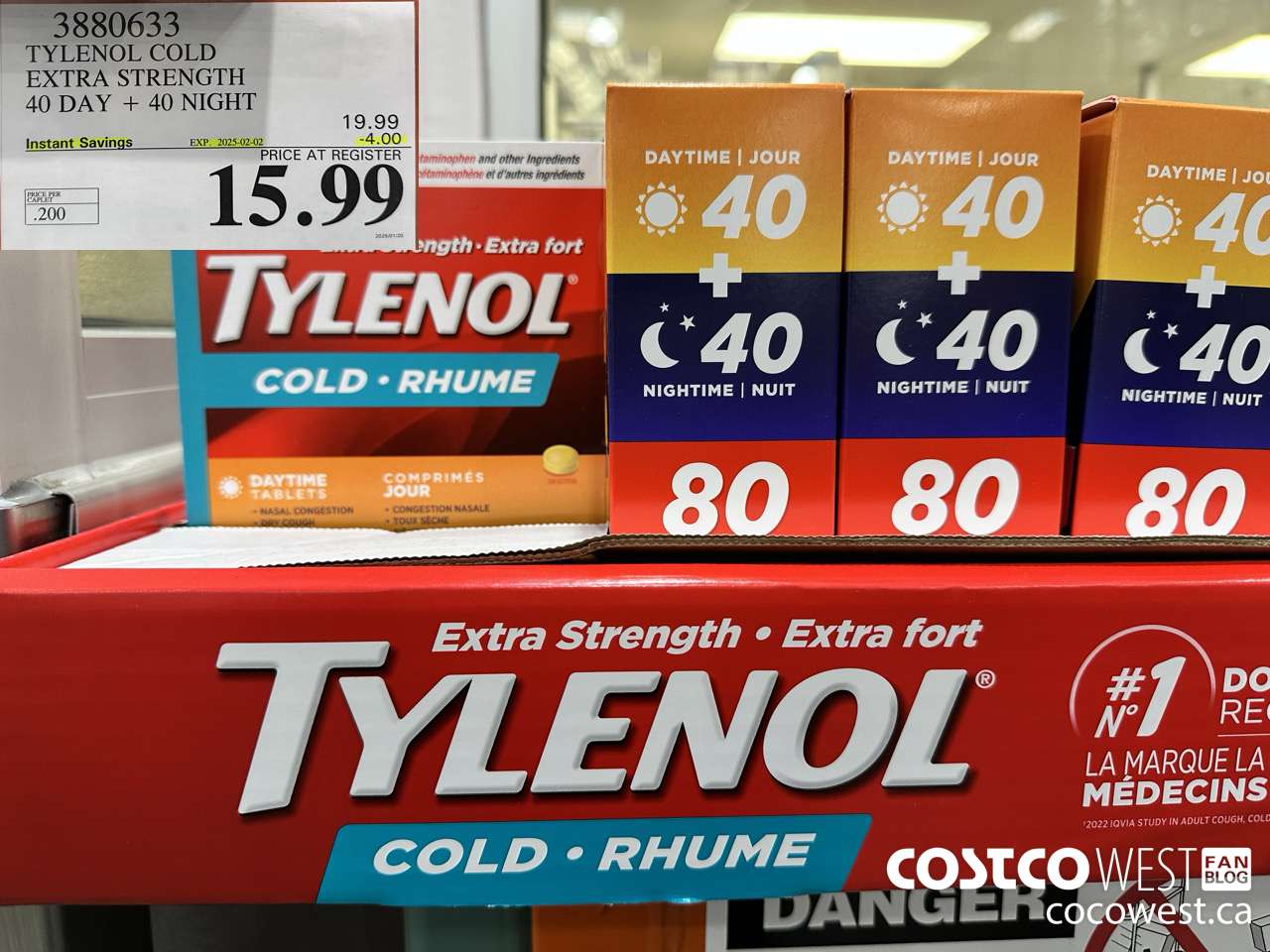 3880633 TYLENOL COLD EXTRA STRENGTH CAPLETS 40 DAYS + 40 NIGHTS ($4.00 INSTANT SAVINGS EXPIRES ON 2025-02-02) $15.99