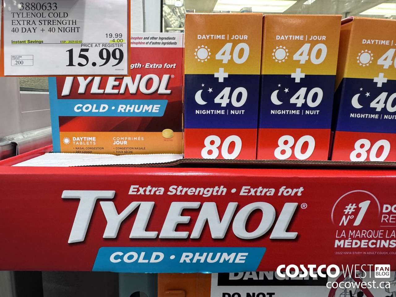 3880633 TYLENOL COLD EXTRA STRENGTH CAPLETS 40 DAYS + 40 NIGHTS ($4.00 INSTANT SAVINGS EXPIRES ON 2025-02-02) $15.99