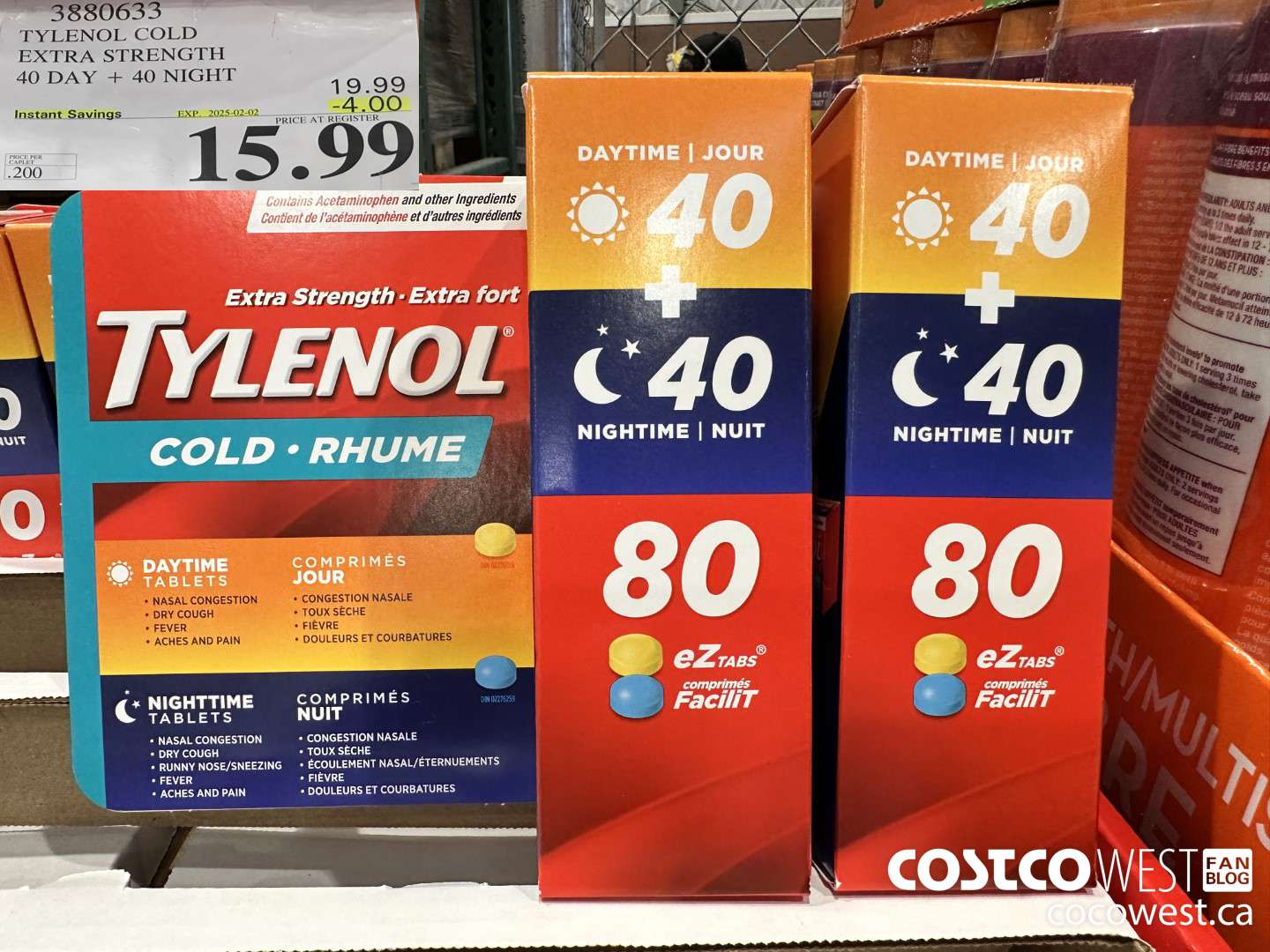 3880633 TYLENOL COLD EXTRA STRENGTH CAPLETS 40 DAYS + 40 NIGHTS ($4.00 INSTANT SAVINGS EXPIRES ON 2025-02-02) $15.99