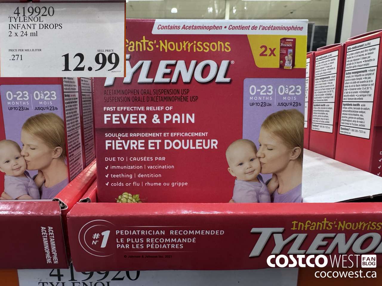 419920 TYLENOL INFANT DROPS 2 X 24ML $12.99