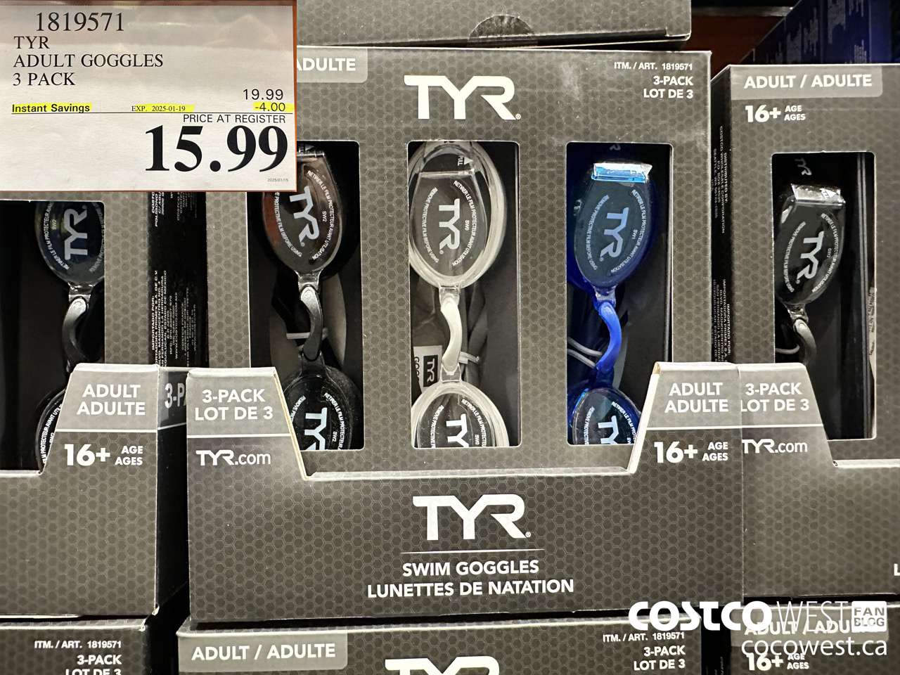 1819571 TYR ADULT GOGGLES 3 PACK ($4.00 INSTANT SAVINGS EXPIRES ON 2025-01-19) $15.99