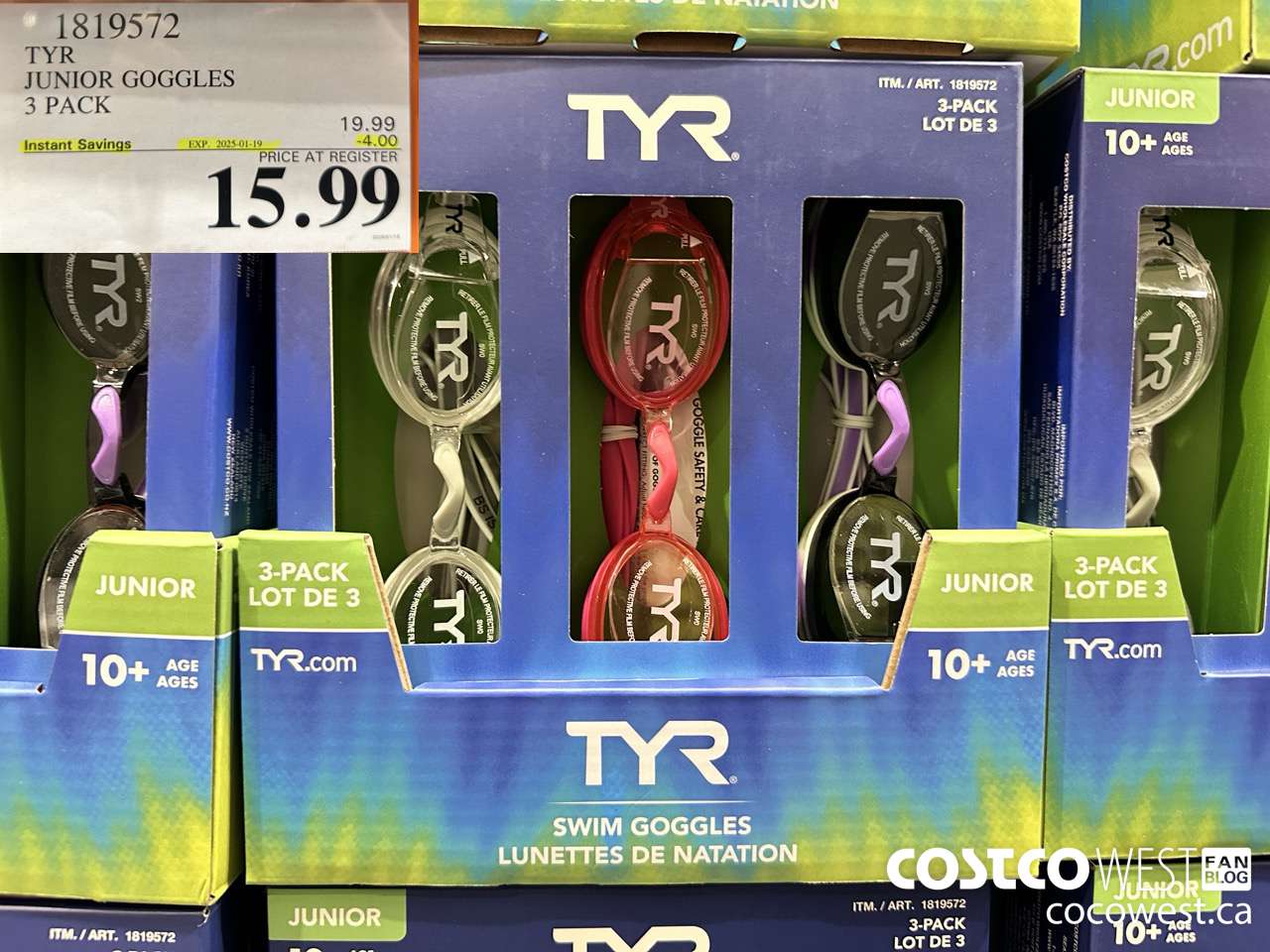 1819572 TYR JUNIOR GOGGLES 3 PACK ($4.00 INSTANT SAVINGS EXPIRES ON 2025-01-19) $15.99