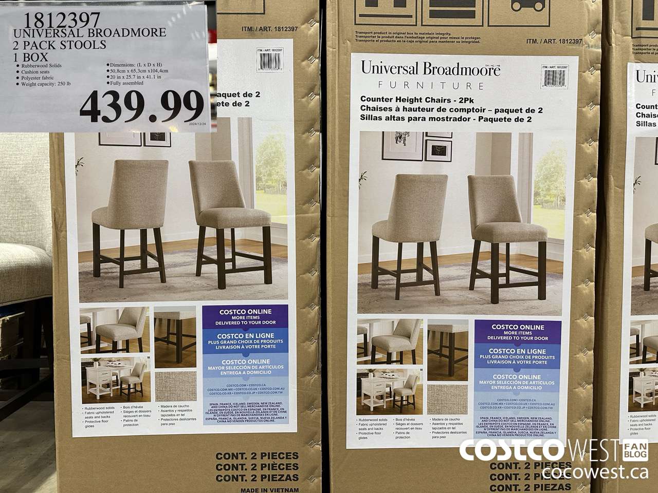 1812397 UNIVERSAL BROADMORE 2 PACK STOOLS 1 BOX $439.99