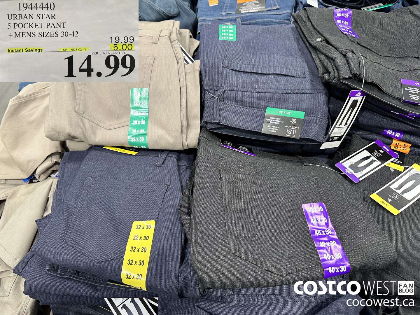 1944440 URBAN STAR 5 POCKET PANT MENS SIZES 30-42 ($5.00 INSTANT SAVINGS EXPIRES ON 2025-02-16) $14.99