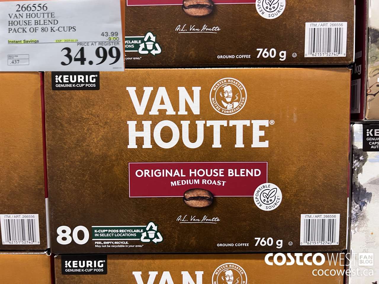 266556 VAN HOUTTE HOUSE BLEND K-CUPS 80 COUNT ($9.00 INSTANT SAVINGS EXPIRES ON 2025-01-19) $34.99