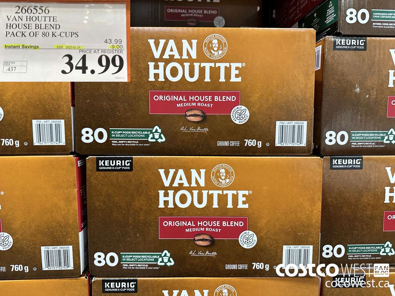 266556 VAN HOUTTE HOUSE BLEND K-CUPS 80 COUNT ($9.00 INSTANT SAVINGS EXPIRES ON 2025-01-19) $34.99
