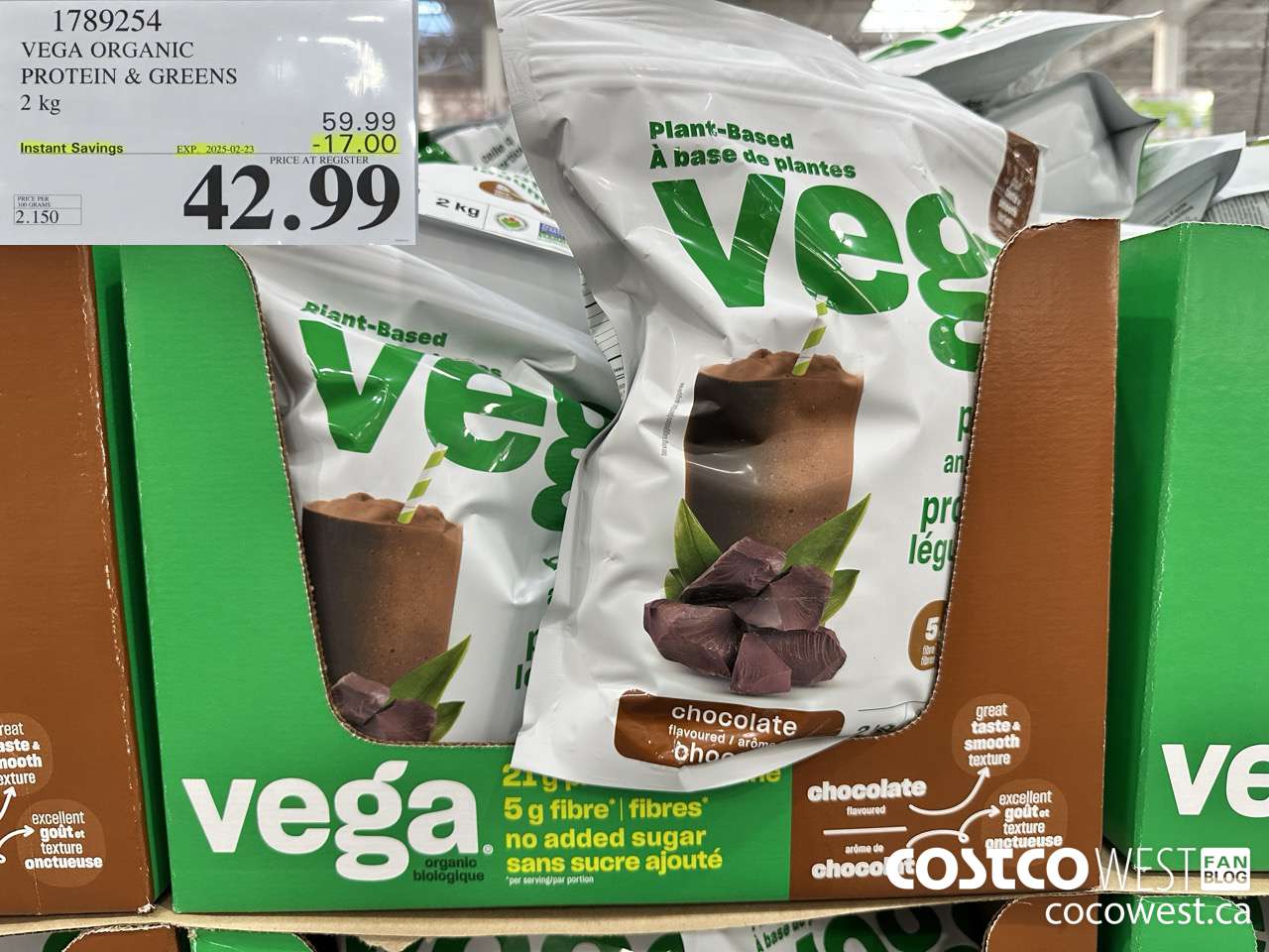 1789254 VEGA ORGANIC PROTEIN & GREENS 2 KG ($17.00 INSTANT SAVINGS EXPIRES ON 2025-02-23) $42.99
