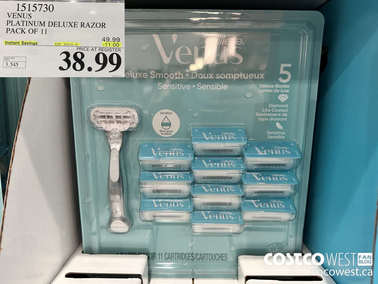 1515730 VENUS PLATINUM DELUXE RAZOR PACK OF 11 ($11.00 INSTANT SAVINGS EXPIRES ON 2025-01-19) $38.99