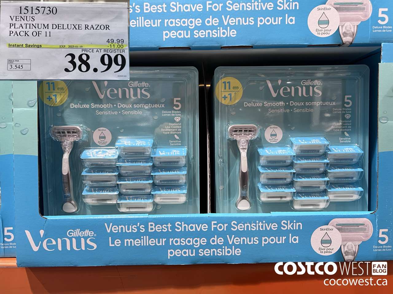 1515730 VENUS PLATINUM DELUXE RAZOR PACK OF 11 ($11.00 INSTANT SAVINGS EXPIRES ON 2025-01-19) $38.99