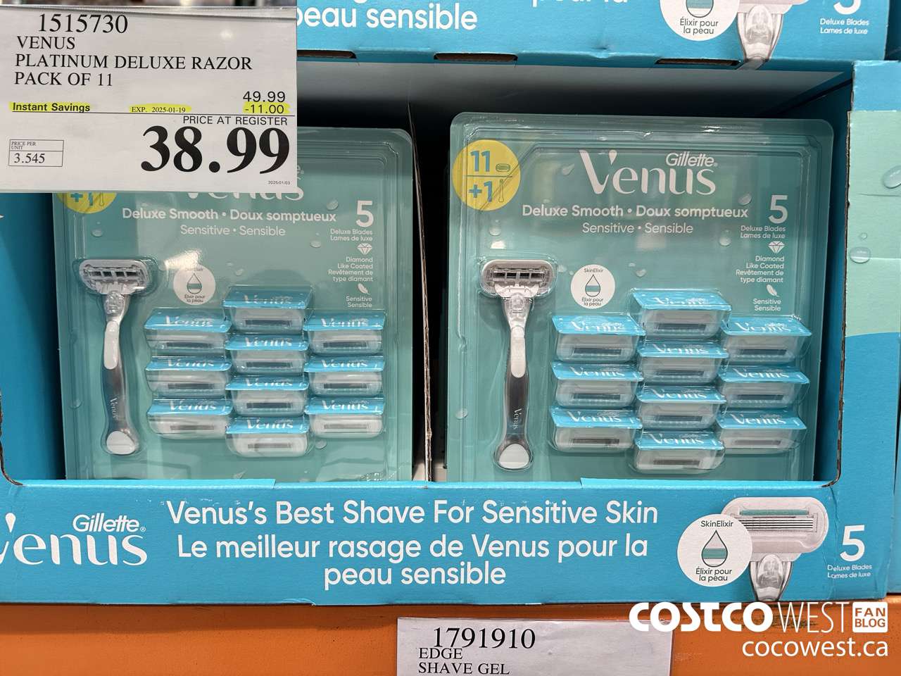 1515730 VENUS PLATINUM DELUXE RAZOR PACK OF 11 ($11.00 INSTANT SAVINGS EXPIRES ON 2025-01-19) $38.99