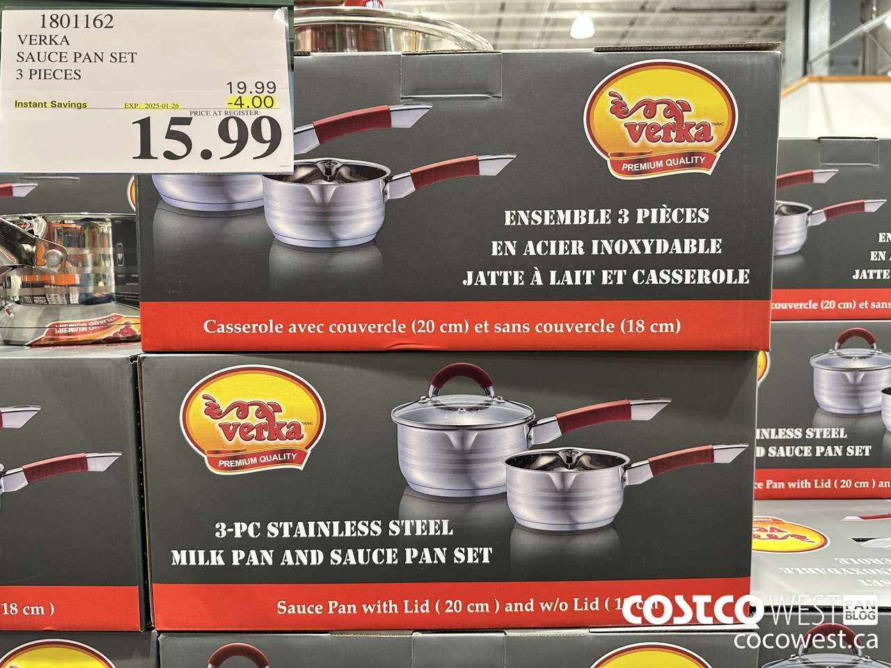 1801162 VERKA SAUCE PAN SET 3 PIECES ($4.00 INSTANT SAVINGS EXPIRES ON 2025-01-26) $15.99