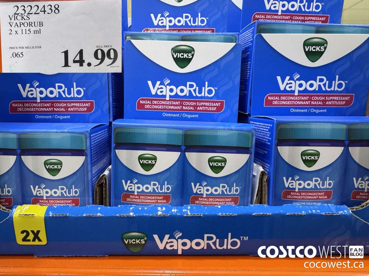 2322438 VICKS VAPORUB 2 X 115 ML $14.99