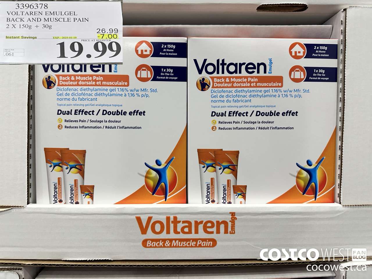 3396378 VOLTAREN EMULGEL BACK AND MUSCLE PAIN 2 X 150g + 30g ($7.00 INSTANT SAVINGS EXPIRES ON 2025-01-19) $19.99