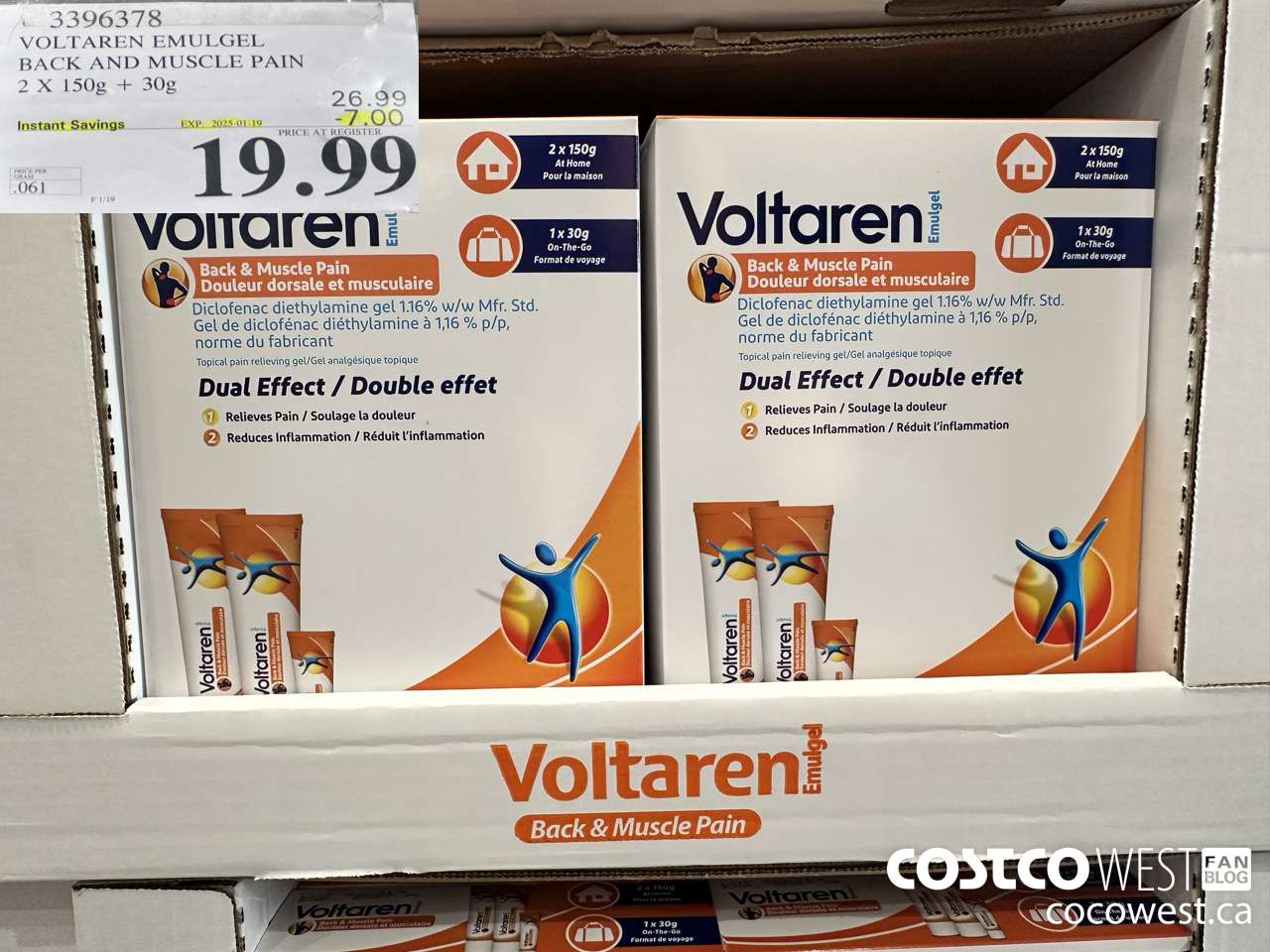 3396378 VOLTAREN EMULGEL BACK AND MUSCLE PAIN 2 X 150g + 30g ($7.00 INSTANT SAVINGS EXPIRES ON 2025-01-19) $19.99