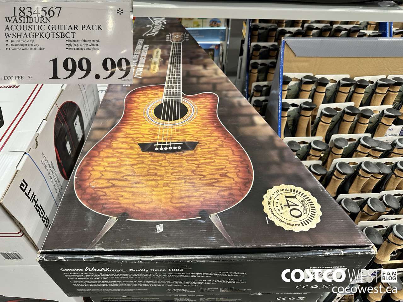 1834567 WASHBURN ACOUSTIC GUITAR PACK WSHAGPKQTSBCT $199.99