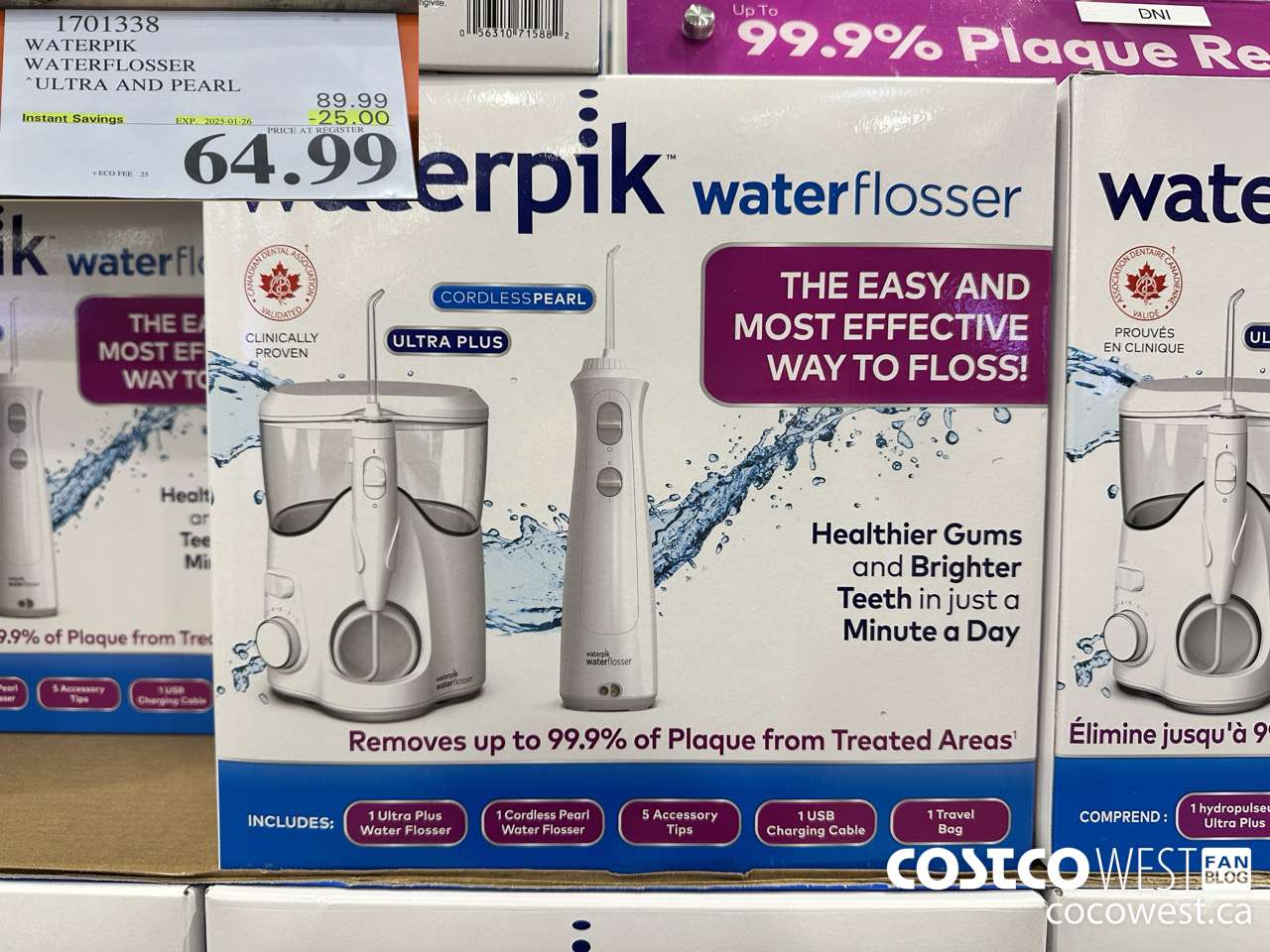 1701338 WATERPIK WATERFLOSSER ULTRA AND PEARL ($25.00 INSTANT SAVINGS EXPIRES ON 2025-01-26) $64.99