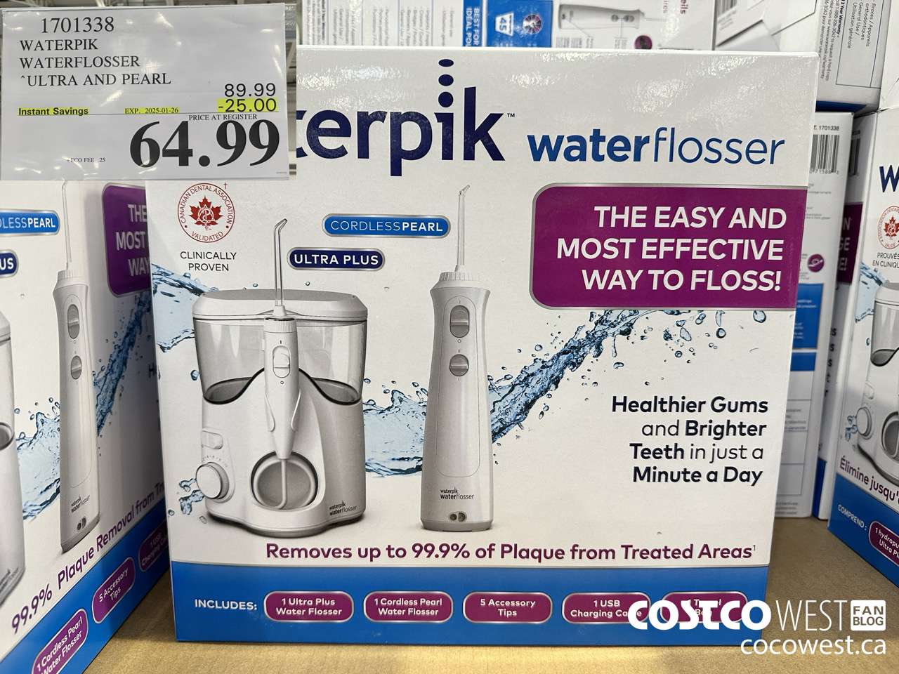 1701338 WATERPIK WATERFLOSSER ULTRA AND PEARL ($25.00 INSTANT SAVINGS EXPIRES ON 2025-01-26) $64.99