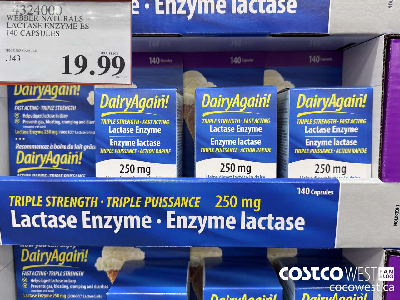 432400 WEBBER LACTASE EXTRA STRENGTH 120 CAPSULES $19.99