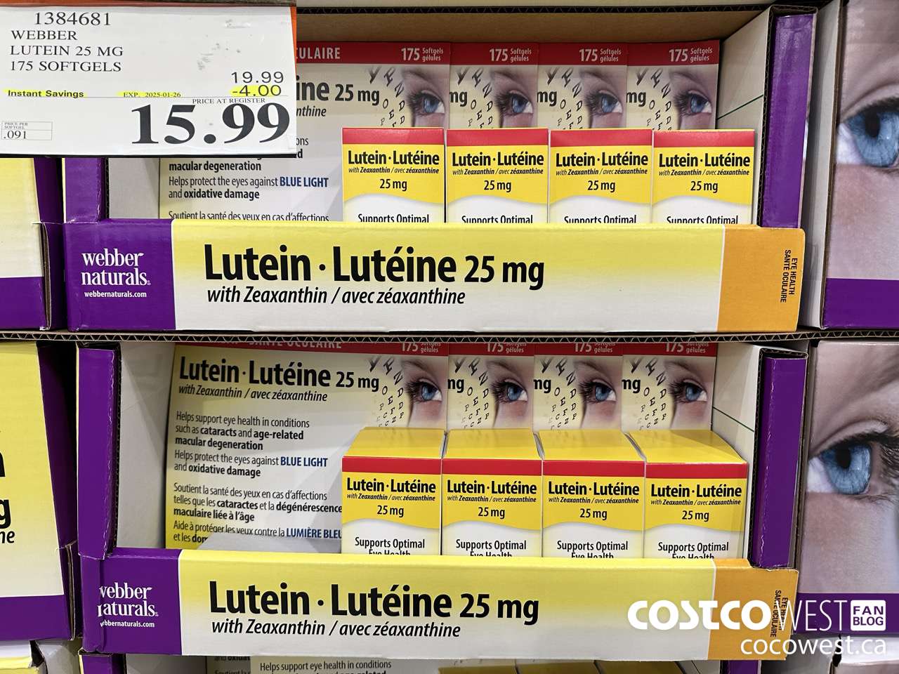 1384681 WEBBER LUTEIN 25 MG 175 SOFTGELS ($4.00 INSTANT SAVINGS EXPIRES ON 2025-01-26) $15.99