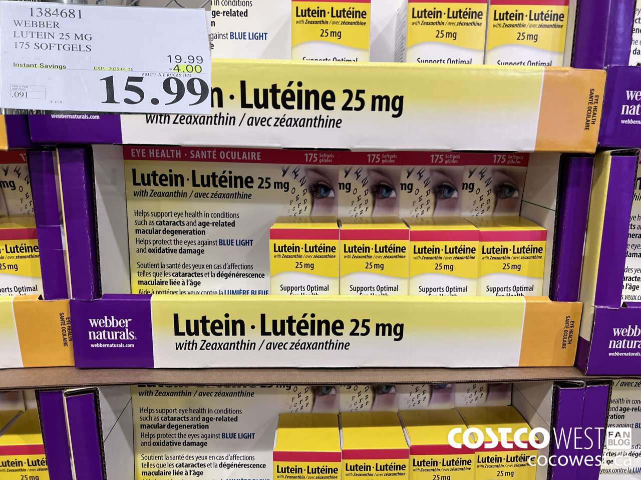 1384681 WEBBER LUTEIN 25 MG 175 SOFTGELS ($4.00 INSTANT SAVINGS EXPIRES ON 2025-01-26) $15.99