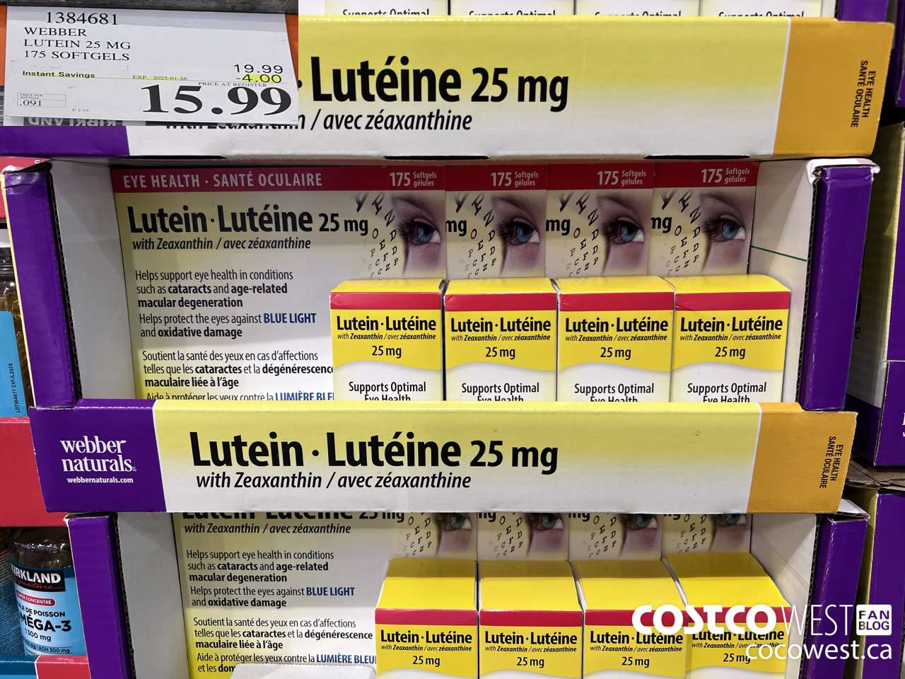 1384681 WEBBER LUTEIN 25 MG 175 SOFTGELS ($4.00 INSTANT SAVINGS EXPIRES ON 2025-01-26) $15.99