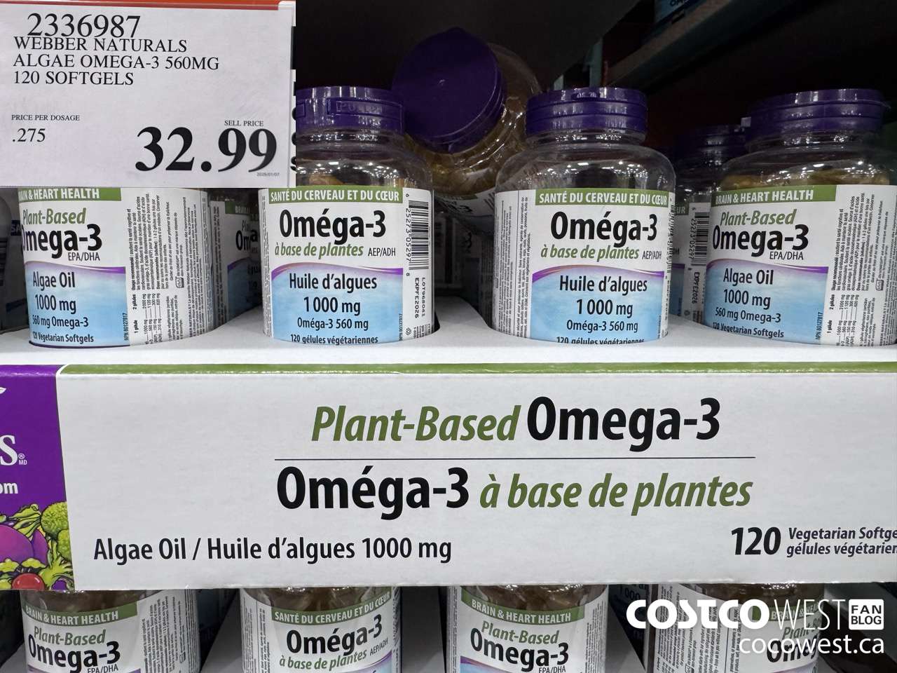 2336987 WEBBER NATURALS ALGAE OMEGA-3 560MG 120 SOFTGELS $32.99