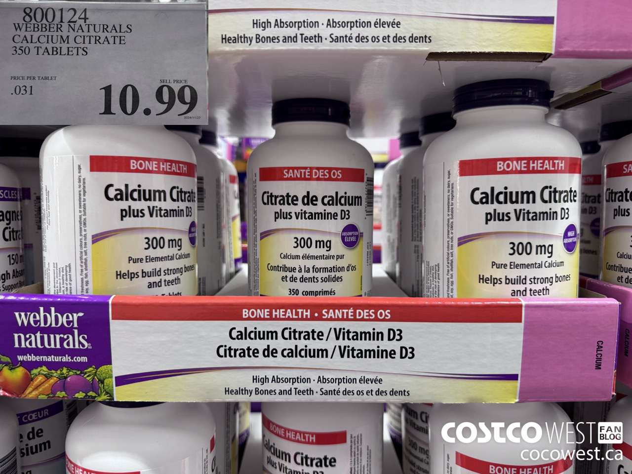 800124 WEBBER NATURALS CALCIUM CITRATE 350 TABLETS $10.99