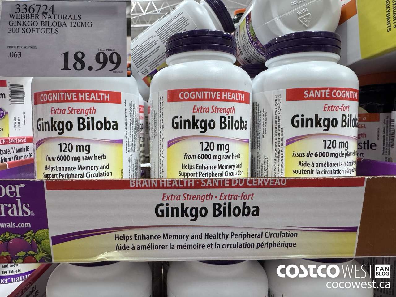 336724 WEBBER NATURALS GINKGO BILOBA 120MG 300 SOFTGELS $18.99