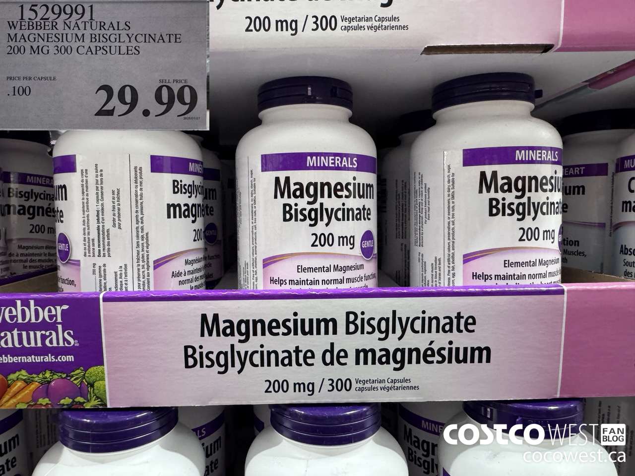 1529991 WEBBER NATURALS MAGNESIUM BISGLYCINATE 200MG 300 CAPSULES $29.99