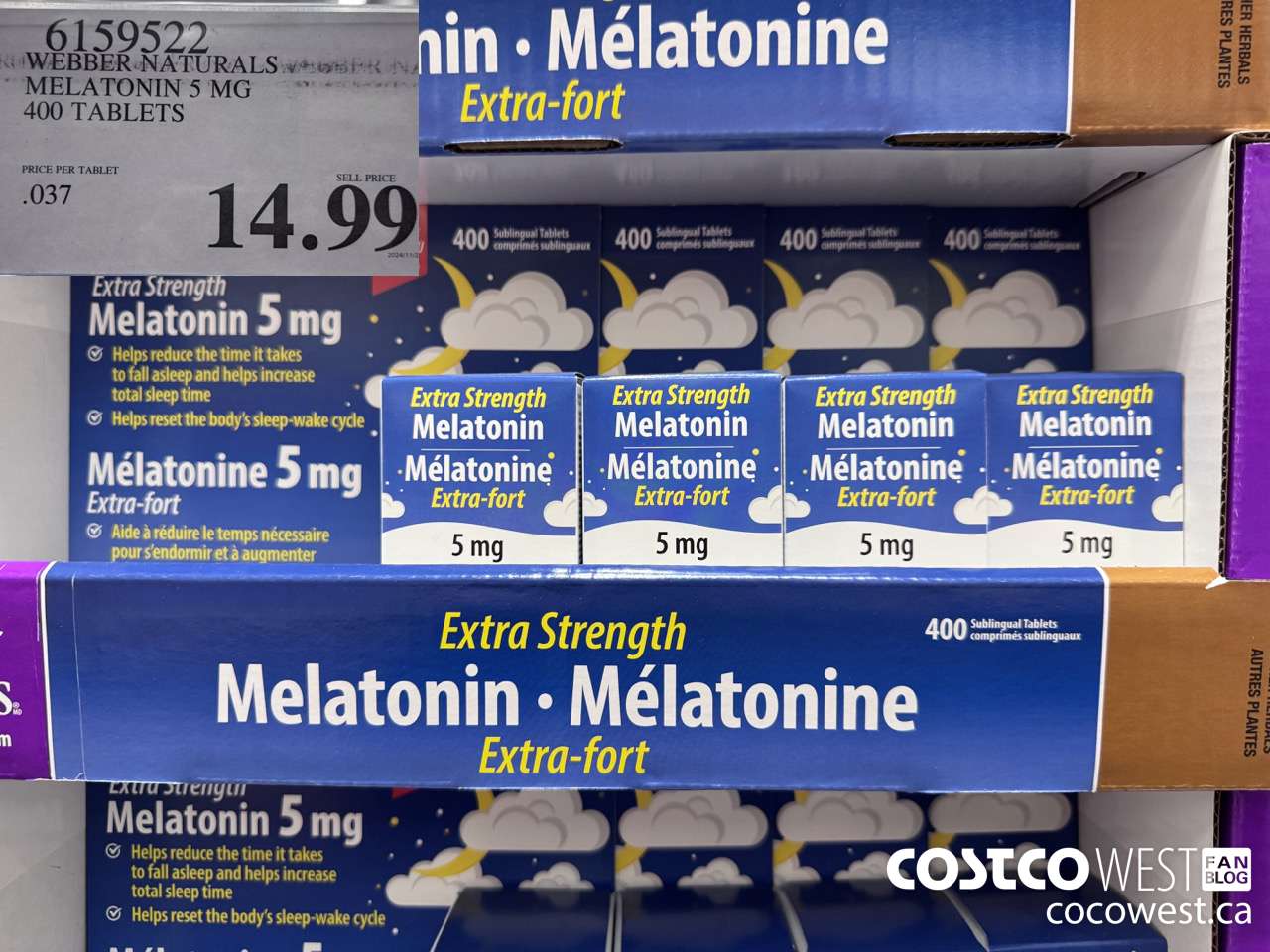 6159522 WEBBER NATURALS MELATONIN 5 MG 400 TABLETS $14.99