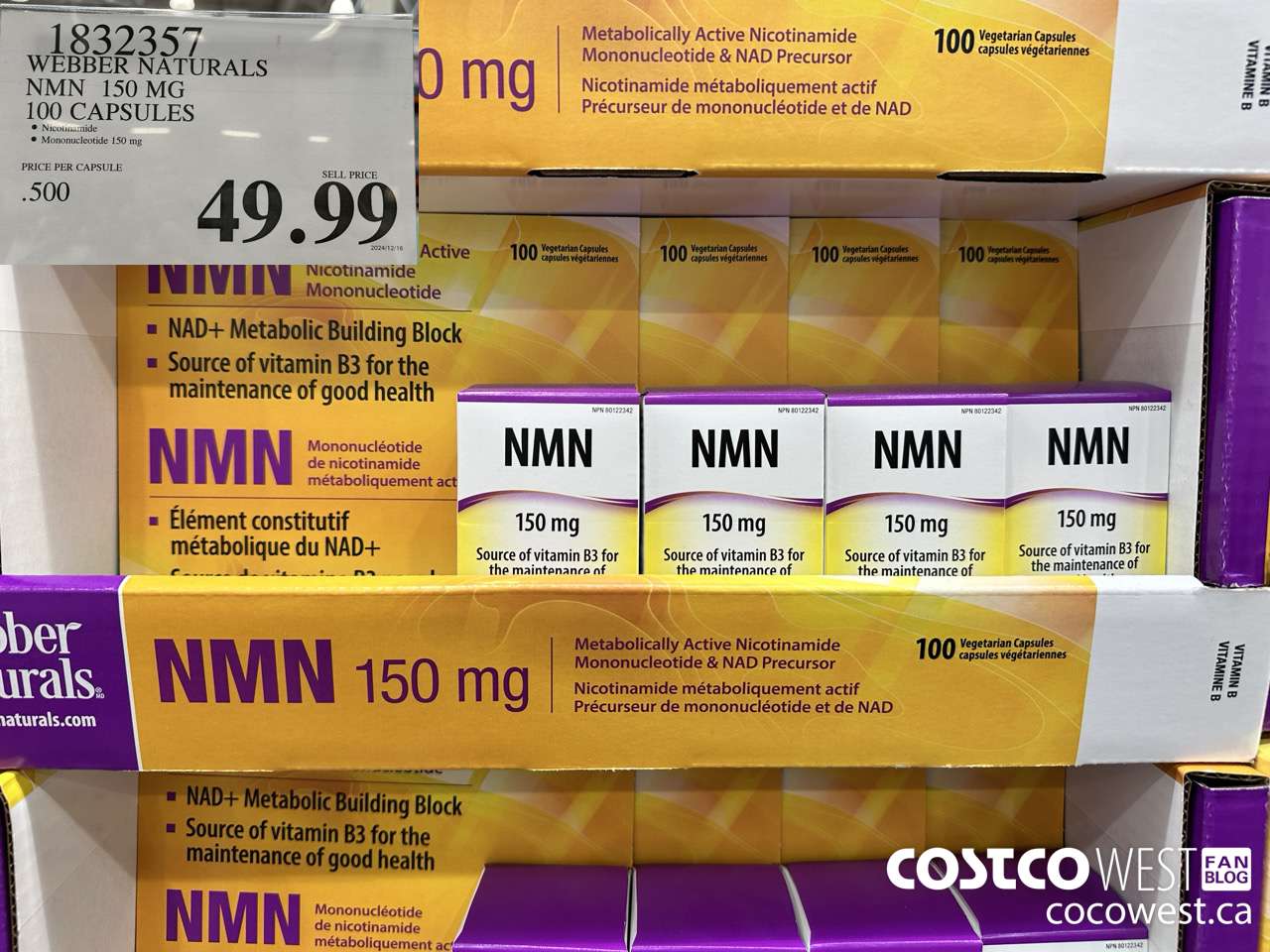 1832357 WEBBER NATURALS NMN 150MG 100 CAPSULES $49.99