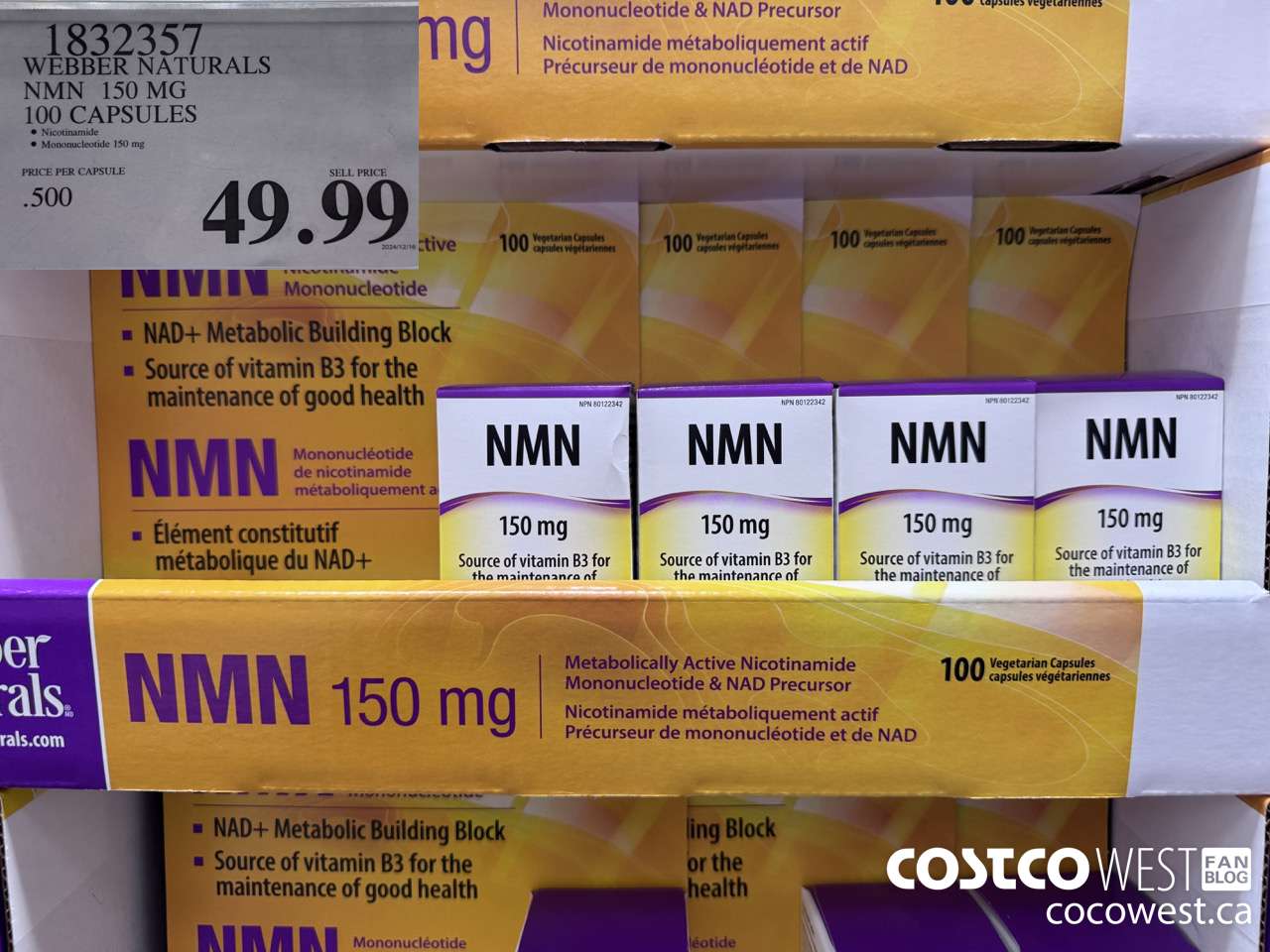 1832357 WEBBER NATURALS NMN 150MG 100 CAPSULES $49.99
