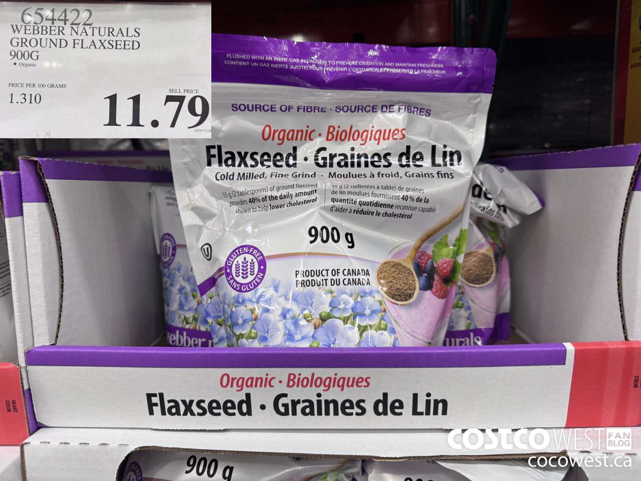 654422 WEBBER NATURALS ORGANIC GROUND FLAXSEED 900G $11.79