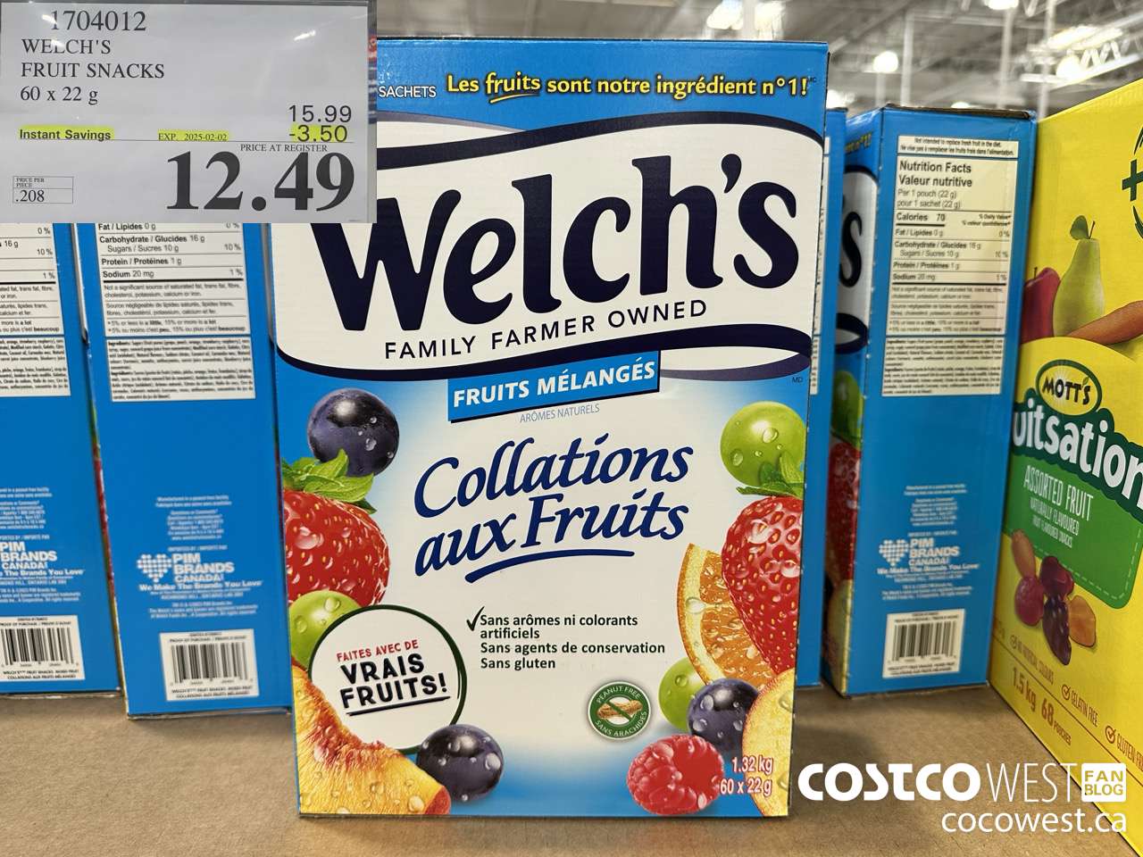 1704012 WELCH'S FRUIT SNACKS 60 X 22 G ($3.50 INSTANT SAVINGS EXPIRES ON 2025-02-02) $12.49