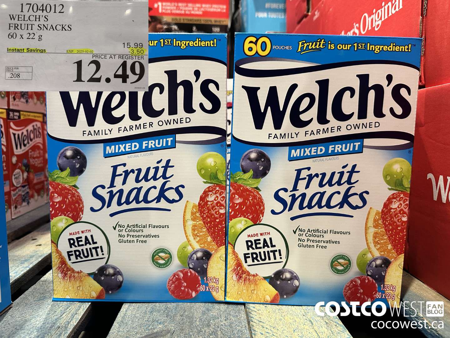 1704012 WELCH'S FRUIT SNACKS 60 X 22 G ($3.50 INSTANT SAVINGS EXPIRES ON 2025-02-02) $12.49