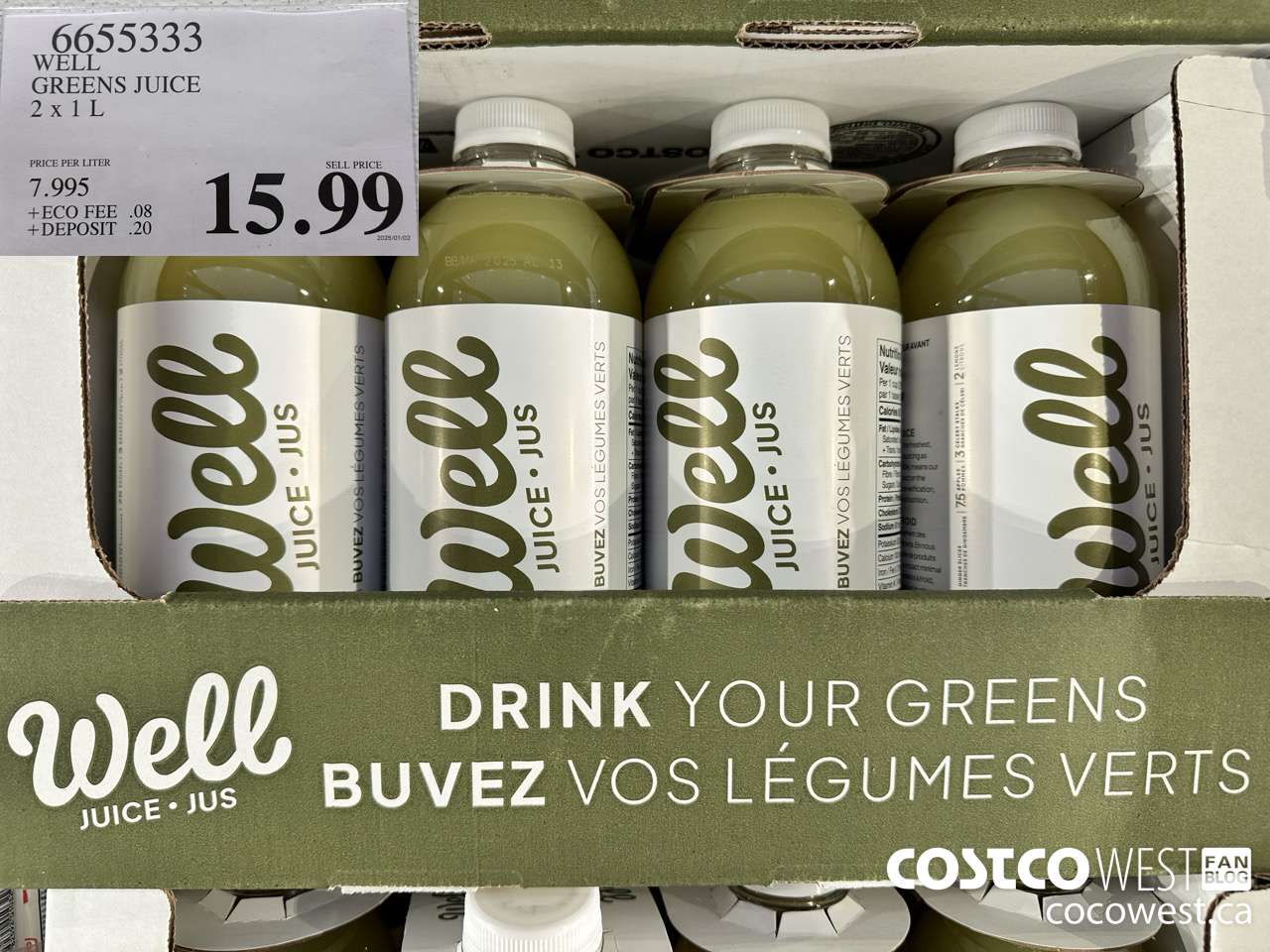 6655333 WELL GREENS JUICE 2 X 1 L $15.99