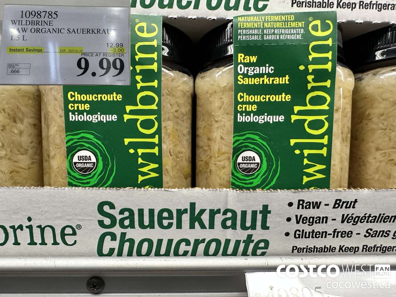 1098785 WILDBRINE RAW ORGANIC SAUERKRAUT 1.5L ($3.00 INSTANT SAVINGS EXPIRES ON 2025-01-19) $9.99