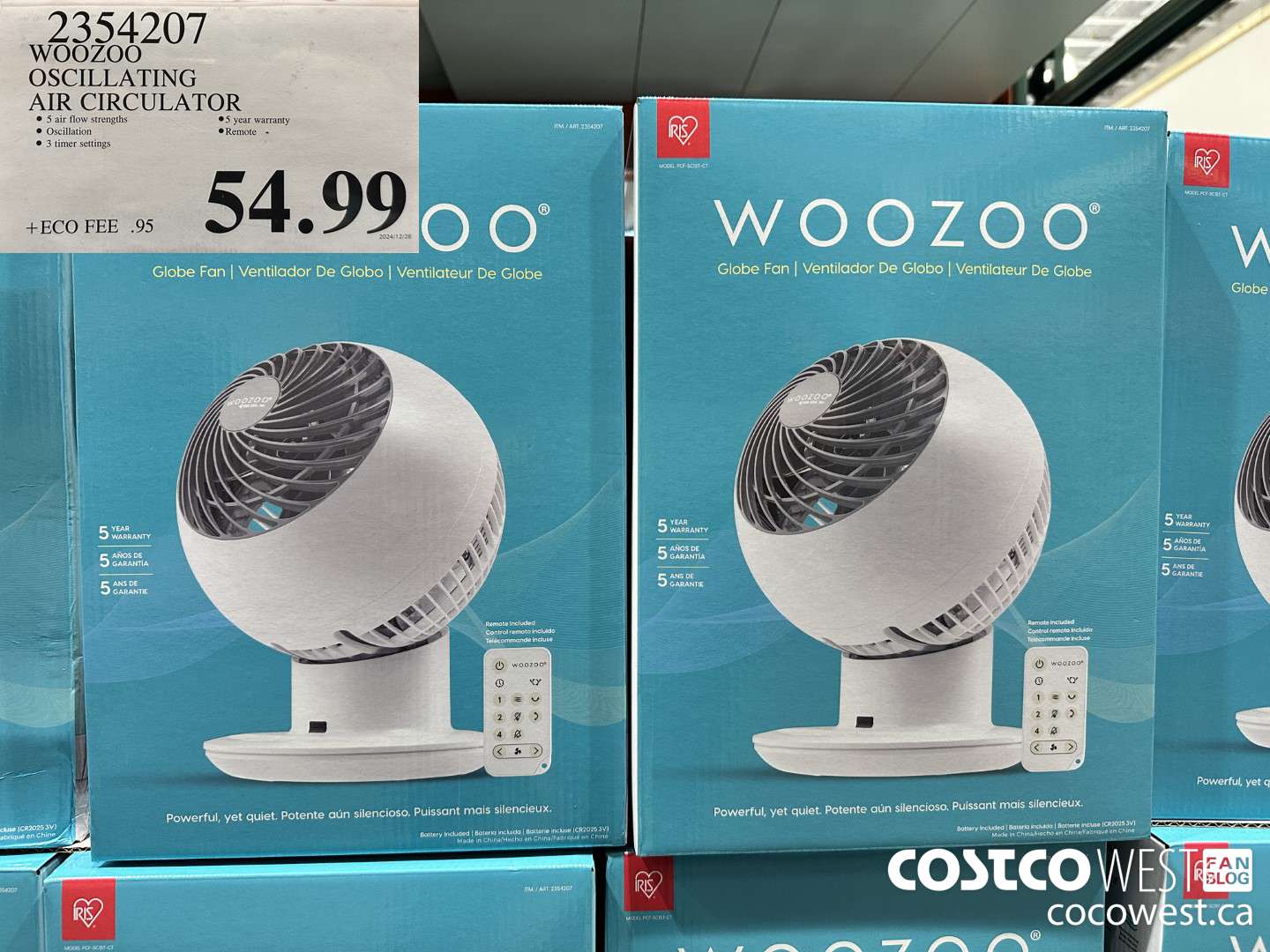 2354207 WOOZOO OSCILLATING AIR CIRCULATOR $54.99