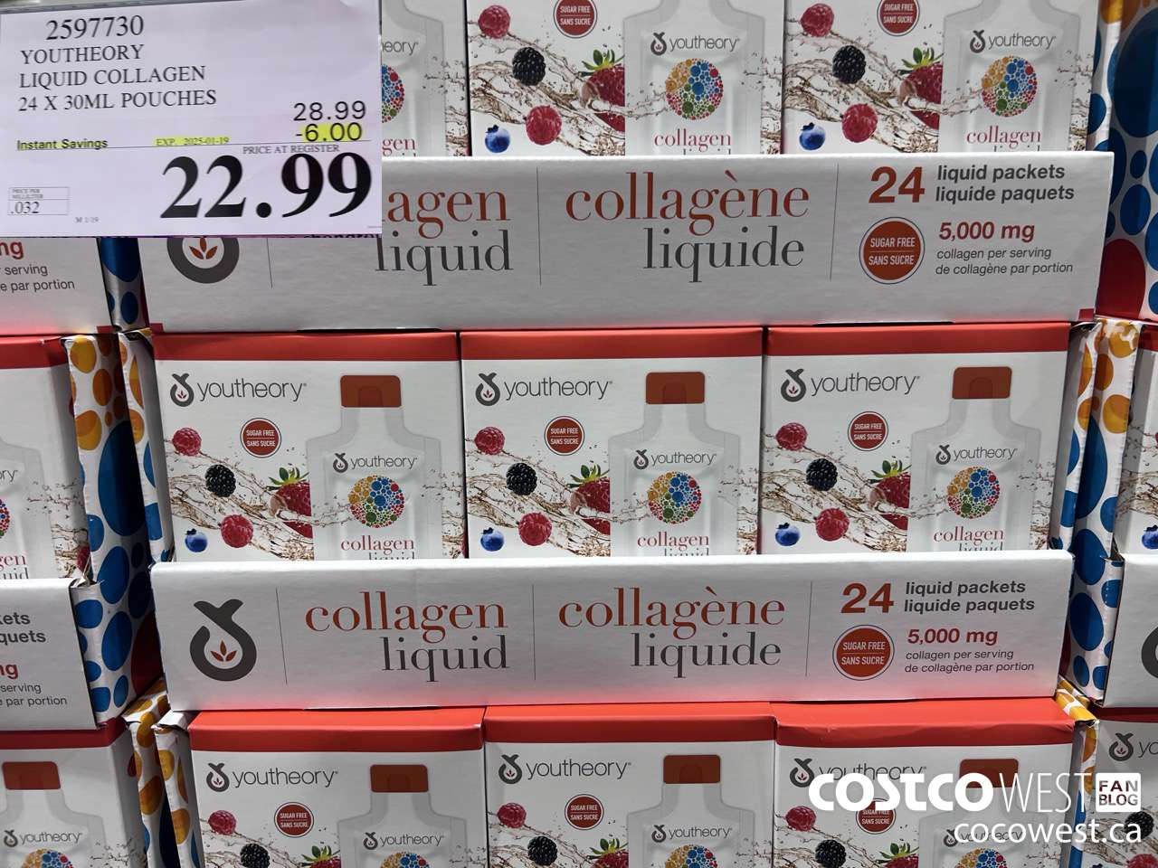 2597730 YOUTHEORY LIQUID COLLAGEN 24 X 30ML POUCHES ($6.00 INSTANT SAVINGS EXPIRES ON 2025-01-19) $22.99