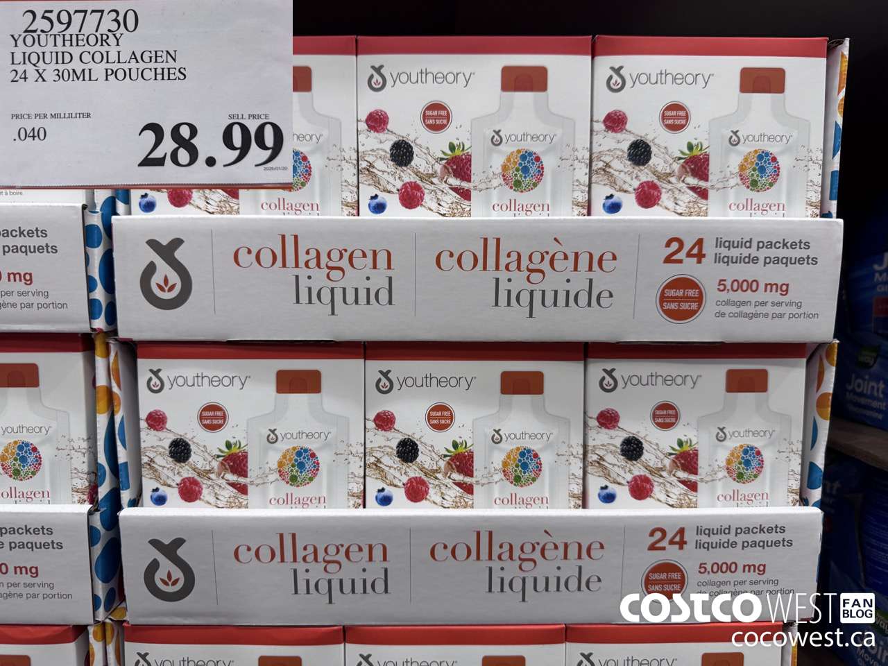 2597730 YOUTHEORY LIQUID COLLAGEN 24 X 30ML POUCHES $28.99