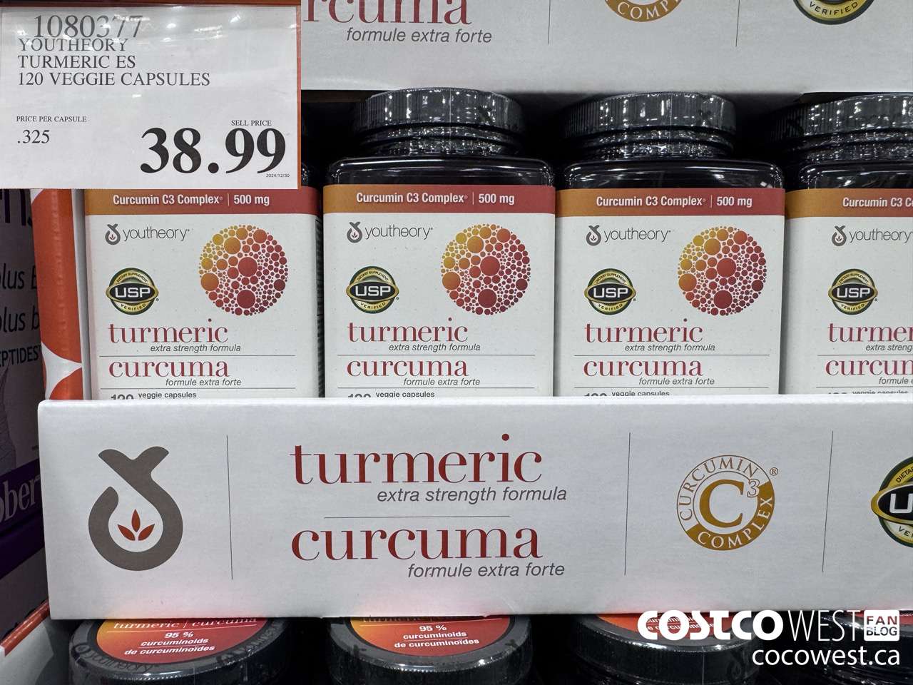 1080377 YOUTHEORY TURMERIC ES 120 VEGGIE CAPSULES $38.99