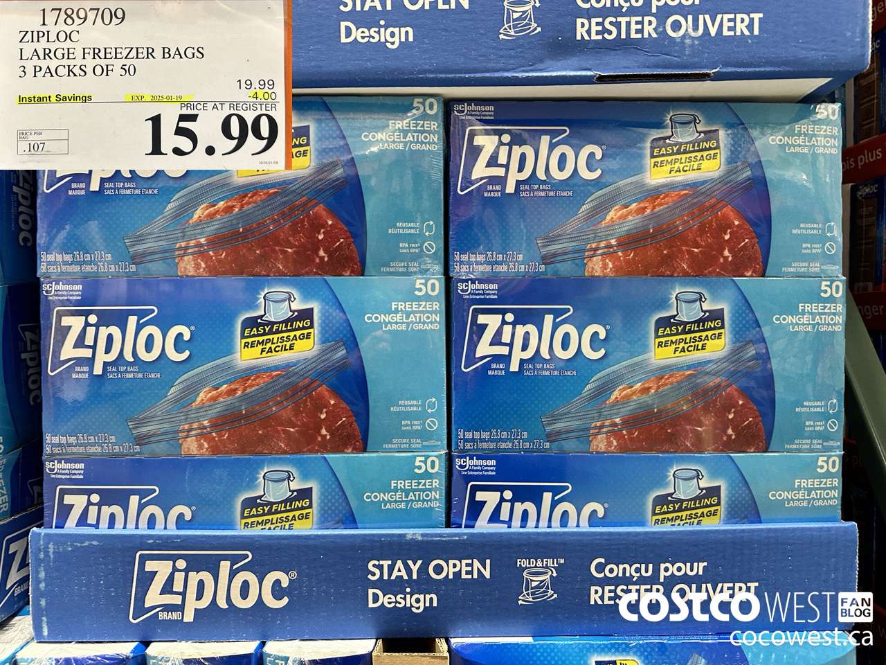 1789709 ZIPLOC LARGE FREEZER BAG 3 X 50 2025-01-9 ($4.00 INSTANT SAVINGS EXPIRES ON 2025-01-19) $15.99