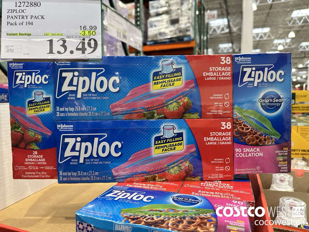 1272880 ZIPLOC PANTRY PACK Pack of 194 ($3.50 INSTANT SAVINGS EXPIRES ON 2025-02-02) $13.49