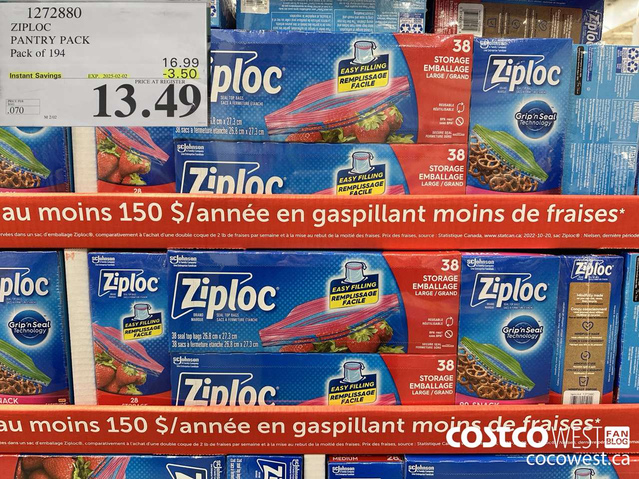 1272880 ZIPLOC PANTRY PACK Pack of 194 ($3.50 INSTANT SAVINGS EXPIRES ON 2025-02-02) $13.49