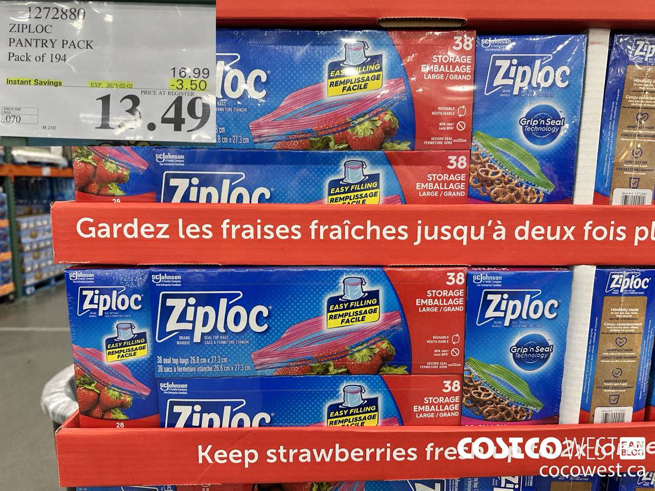 1272880 ZIPLOC PANTRY PACK Pack of 194 ($3.50 INSTANT SAVINGS EXPIRES ON 2025-02-02) $13.49