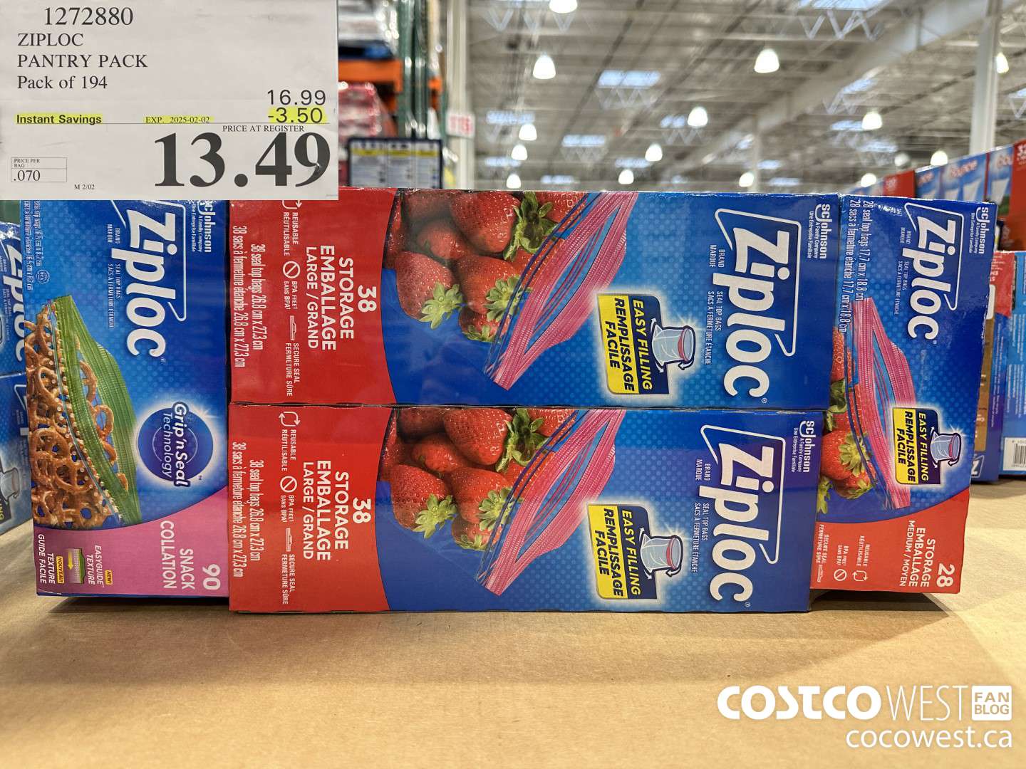 1272880 ZIPLOC PANTRY PACK Pack of 194 ($3.50 INSTANT SAVINGS EXPIRES ON 2025-02-02) $13.49