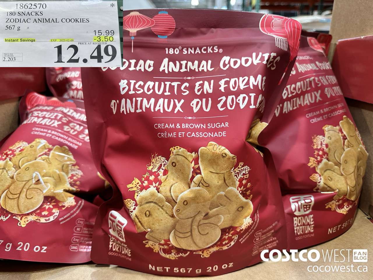 1862570 180 SNACKS ZODIAC ANIMAL COOKIES 567G ($3.50 INSTANT SAVINGS EXPIRES ON 2025-02-09) $12.49
