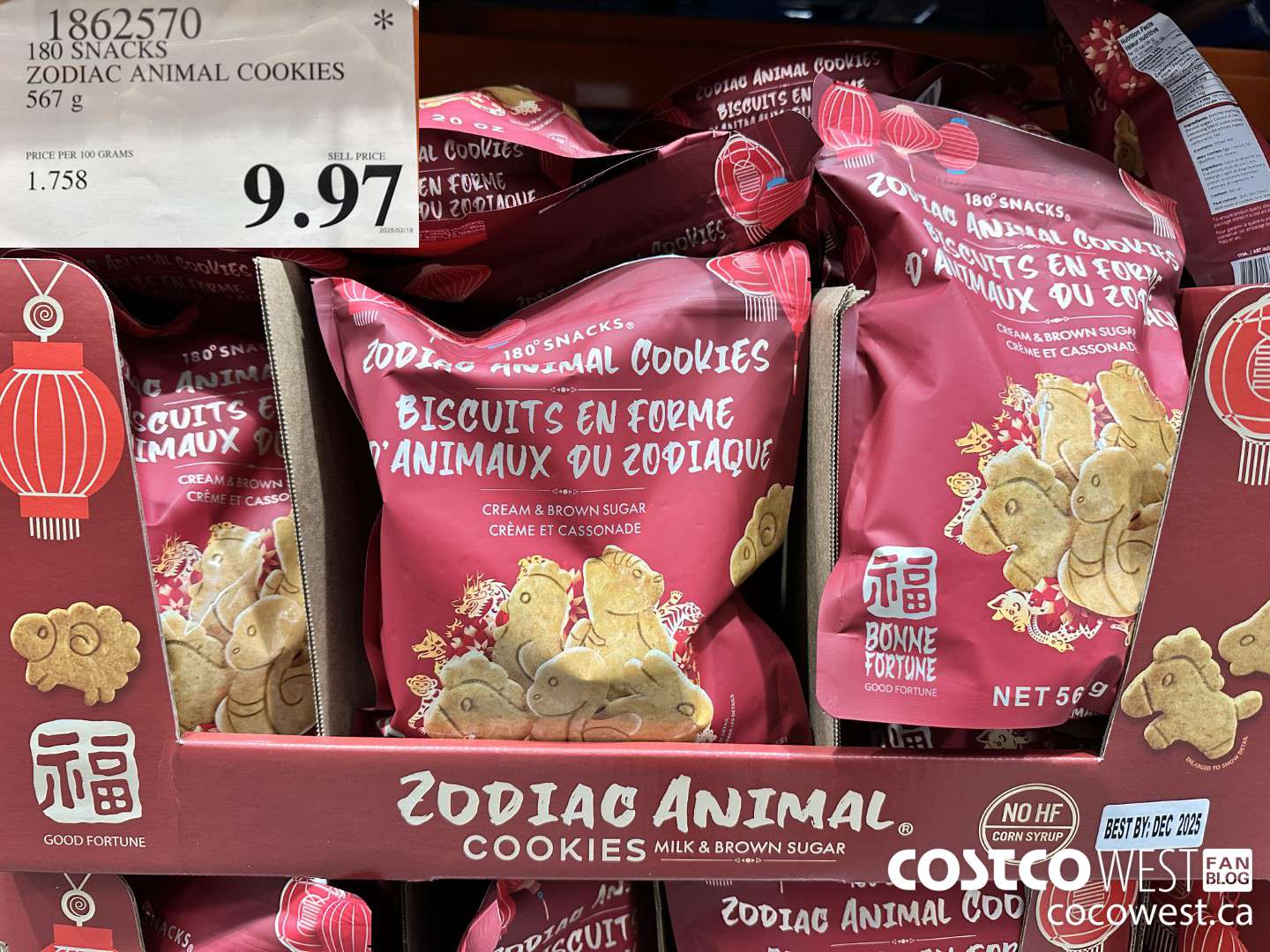 1862570 180 SNACKS ZODIAC ANIMAL COOKIES 567G $9.97