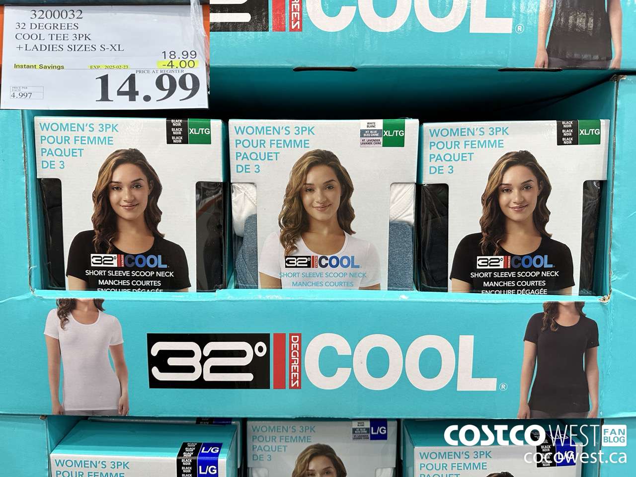 3200032 32 DEGREES COOL TEE 3PK LADIES SIZES S-XL (EXPIRES ON 2025-02-23) $4.00