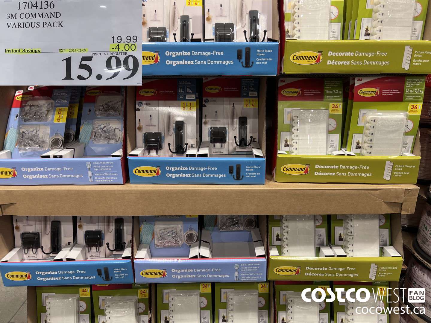 1704136 3M COMMAND VARIOUS PACK ($4.00 INSTANT SAVINGS EXPIRES ON 2025-02-09) $15.99